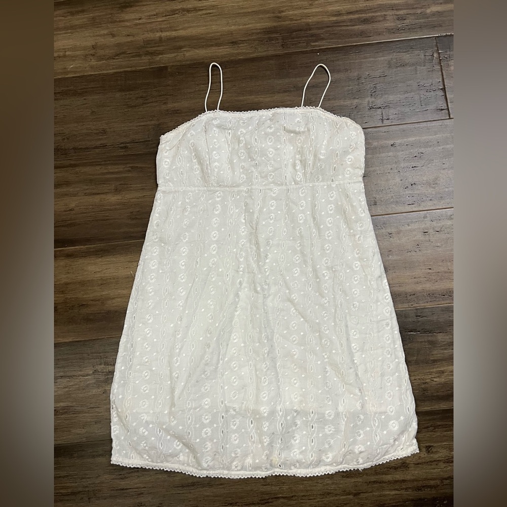 Ladies white cotton eyelet lace sundress XS